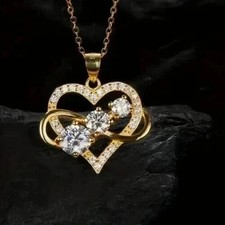 2Ct Round Cut Lab Created Diamond Women's Heart Pendant 14K Yellow Gold Plated
