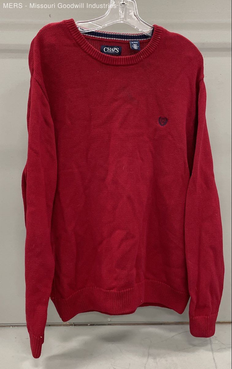 Chaps Red Solid Crewneck Sweater Pullover Cotton … - image 1