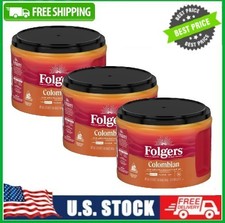 3 Canister Folgers Colombian Ground Coffee, Medium Roast, 22.6 oz Canister