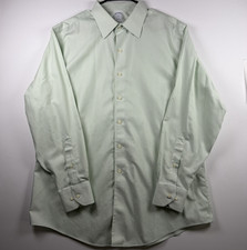 Brooks Brothers Men Dress Shirt 17/34-35 Regent Non-Iron Cotton Green Stripe
