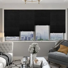 6 Pack Light Filtering Pleated Paper Shades Window Blinds Black, 36"x72"