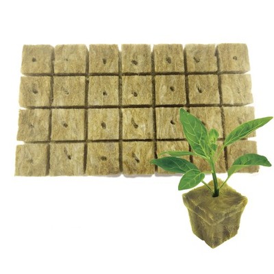 Rockwool Cubes 28 Pack Hydroponic Growth Medium - High-Quality Basalt & Chalk