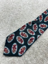 J. Garcia Men's Tie Navy Goldfish Fish Pattern 100 Silk Classic