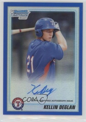 2010 Bowman Draft Chrome Prospects Blue Refractor 120/150 Kellin Deglan Auto 1b7
