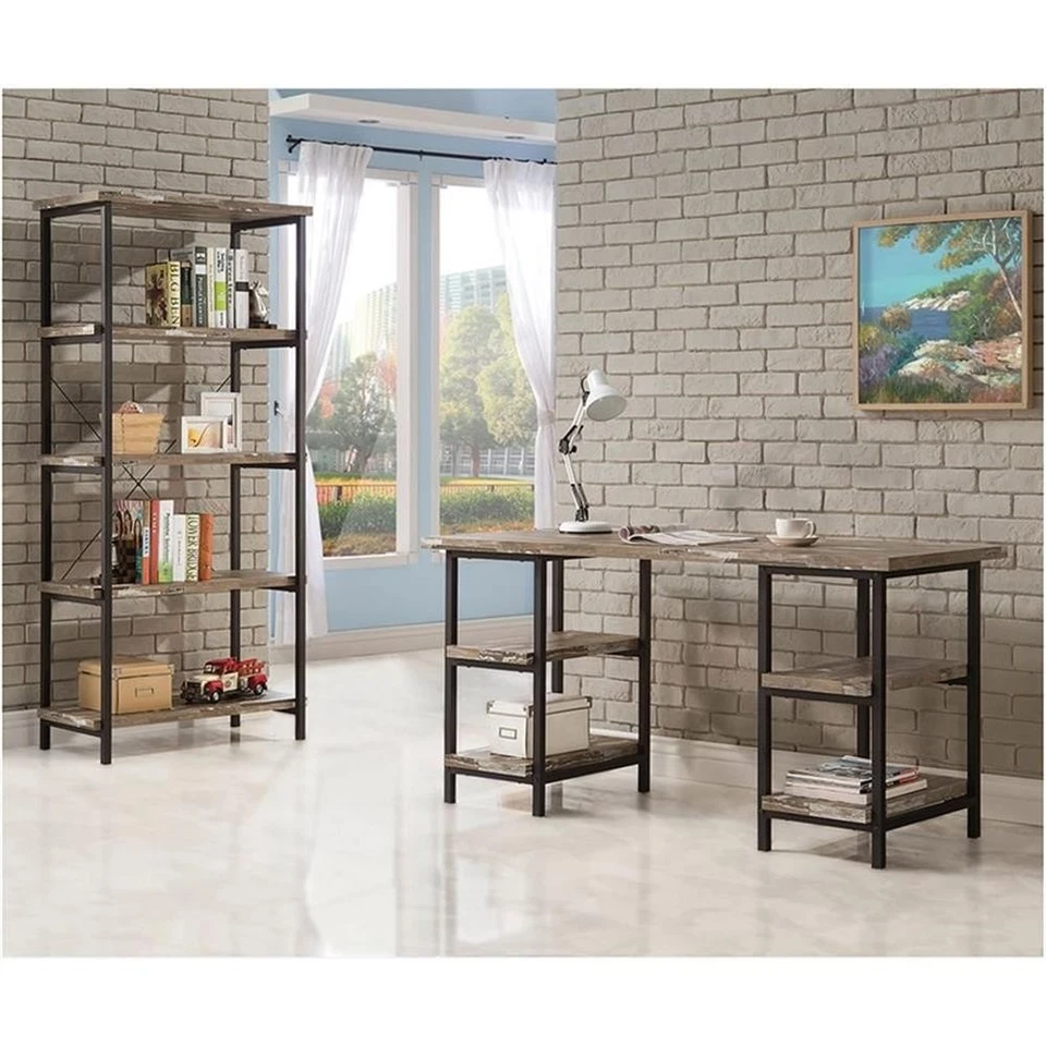 Kemper 59-inch 4-shelf Writing Desk Weathered Brown - Image 3 of 3