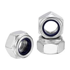 5Pcs Nylon Lock Hex Nuts - [M12 x 1.25mm], 304 Stainless Nuts, Silver