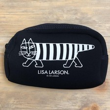 Lisa Larson Mikey Pouch, Cat Design, Navy x White