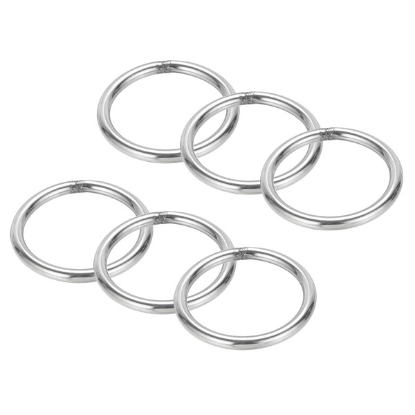 "2\" Metall O Ringe 6Stk 304 Edelstahl O-Ring Schwere Glatt Runde Ringe 5Mmx50Mm"-image