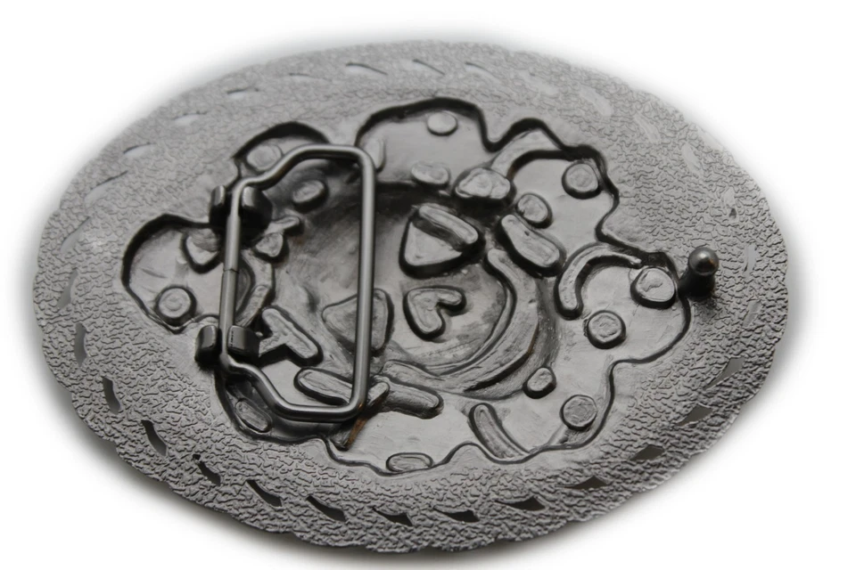 Uomo/Donna Scuro Metallo Argento Cintura Fibbia Moda Scheletro Teschi Pirata - Immagine 3 di 4