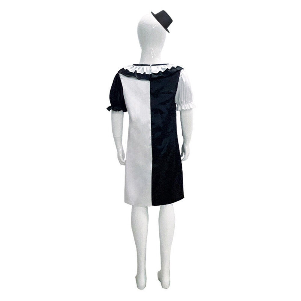 Art The Clown Joker Cosplay White Black Clown Girls Dress Jumpsuit