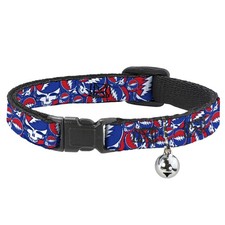 Cat Collar Breakaway with Bell Steal Your Face Stacked Red/White/Blue NARROW Fit