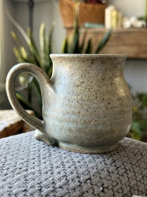 VTG Fach Studio Pottery Coffee Mug Rustic Stoneware Clay Signed Folk Art Cup