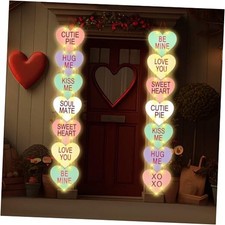 2 Pcs Valentine s Day Decoration Outdoor Lighted Conversation Hearts Hanging 