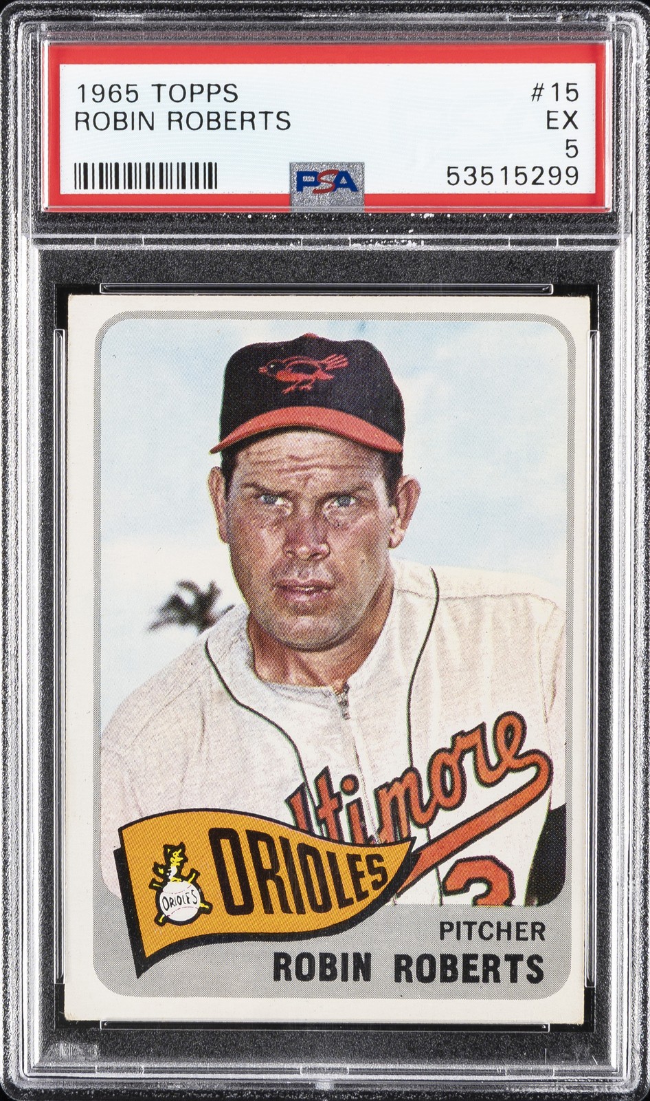 1965 TOPPS #15 ROBIN ROBERTS PSA 5