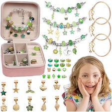 Set gioielli fai da te per bambina, bracciali, perle, confezione regalo