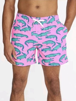 Chubbies Mens The Glades Pink Alligator 7'' Swim Trunks Size Medium