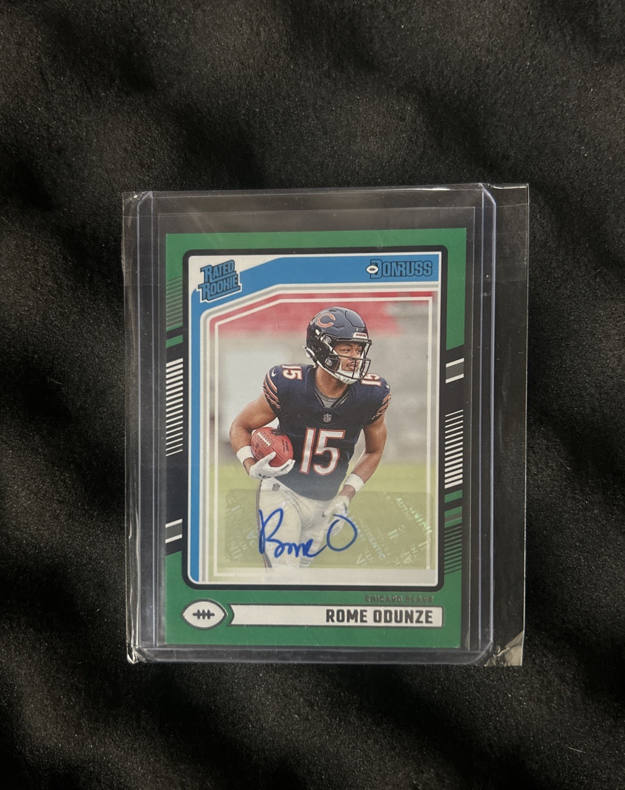 Rome Odunze 2024 Panini Donruss AUTO GREEN RATED ROOKIE CHICAGO BEARS RC 309
