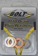 NEW Bolt MC Hardware M10x18 Aluminum/Copper Drain Plug Crush Washers Motorcycle