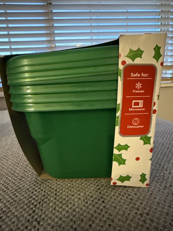Ziploc Square Green 32oz 4cups 4 Containers W/ Lids Limited Edition ...