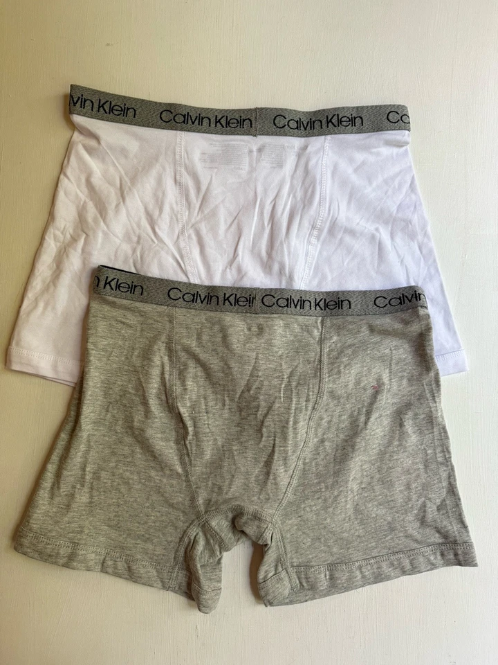 Calvin Klein 2 Pk Algodón Elástico Calzoncillos Boxer Niños Talla GRANDE 12/14 Blanco y Negro Foto 3 de 3