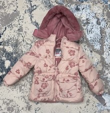 Kensie Girl Pink Floral Hooded Puffer Jacket Girls 5/6 Long Sleeve Zip