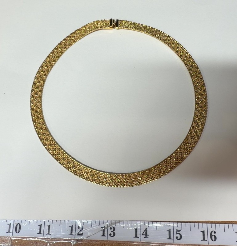 MONET Gold Tone Mesh Choker Necklace Textured Statement Jewelry
