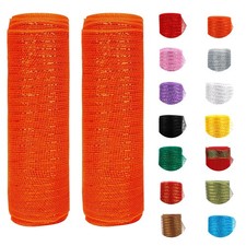 2 Rolls Orange Mesh Ribbon,10 inch x 30 feet10Yard Each Roll, Metallic Orange...
