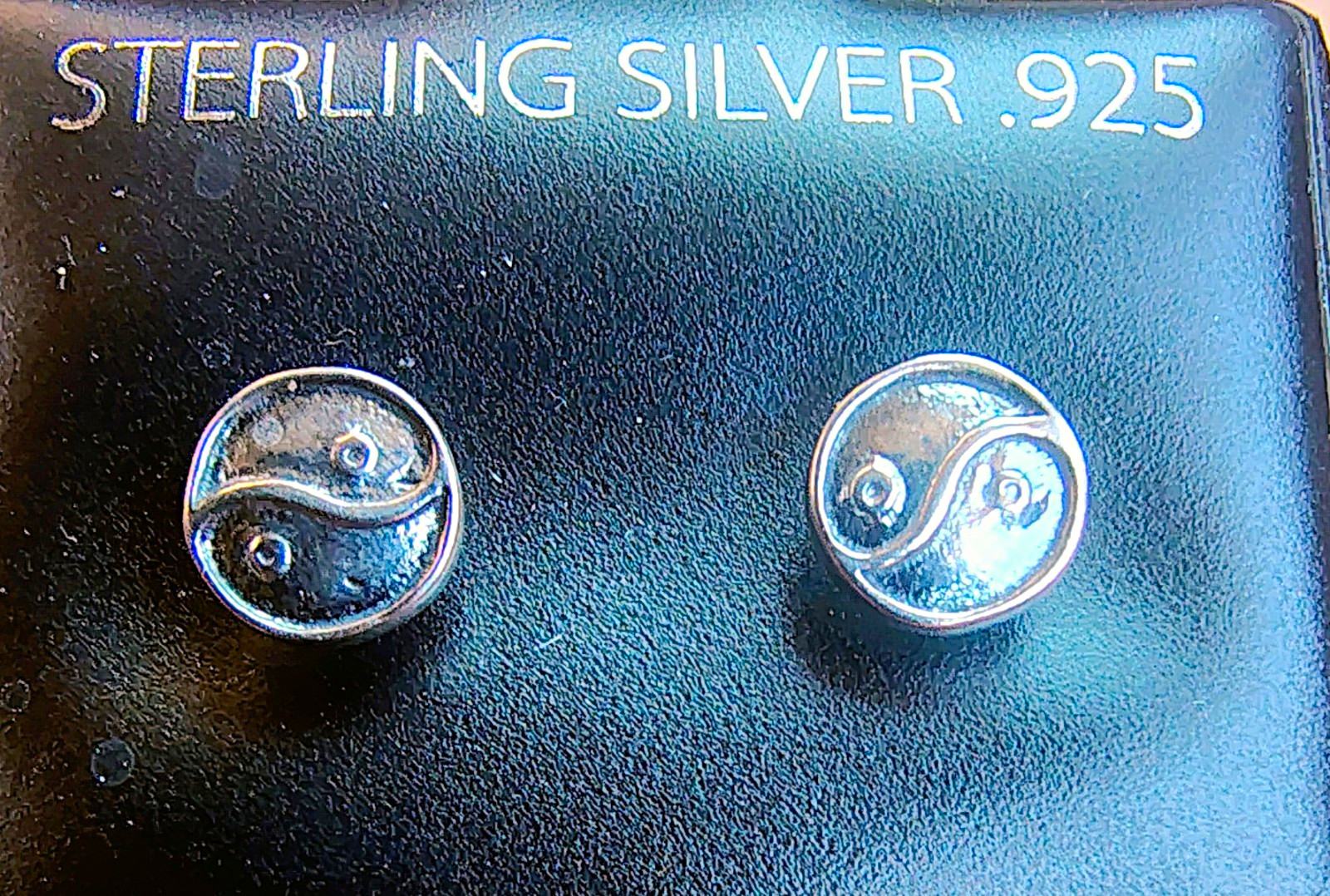 925 Sterling Silver Round Yin Yang Stud Earrings Butterfly Back Nickel-Free