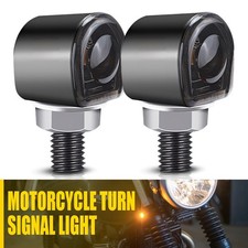 Set of 2 LED Motorcycle Turn Signal Indicator Amber Blinker Lights Mini Black UK