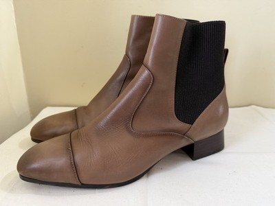Massimo Dutti Brown Leather Chelsea Cap Toe Ankle Boots Spain 41/10-10.5