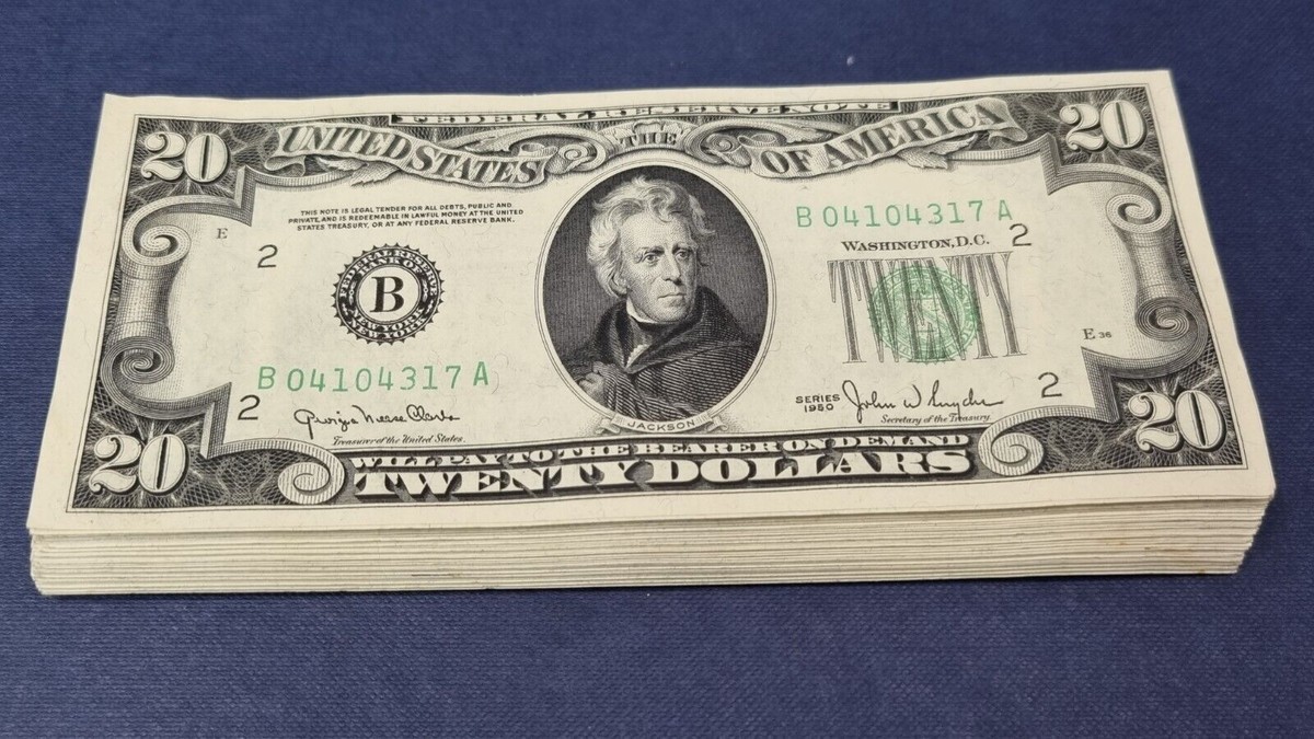 83 Consecutive Twenty Dollar Bills $20 Series 1950 UNCIRCULATED 