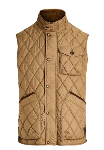 Polo Ralph Lauren Vest Leather Brown Suede Reversible Down Fill