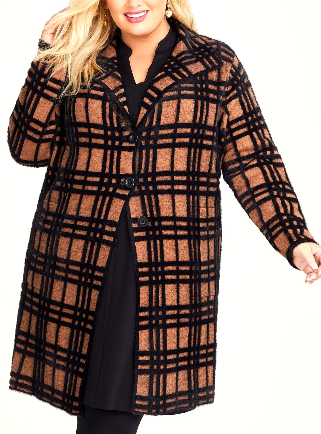 TS TAKING SHAPE plus size XL / 24 Fluffy Check Coatigan soft warm NWT rrp$190!