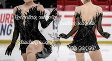 Ice Figure Skating Dress/Dance/Baton Twirling costume Outfit Custome black