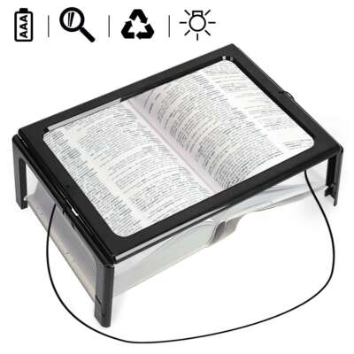 A4 Full Page 3x Magnifier LED Light Book Reading Aid Lens Large Magnifying Glass