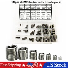 140 Pieces Stripped Thread Rethread Repair-Insert-Kit /Set Metric M3-M12 US