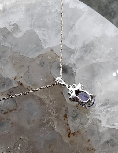 14k .585 White Gold Tanzanite Diamond Pendant w 21" Rope Necklace Au 24200 - Picture 7 of 12