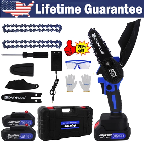 Mini Handheld Electric Chainsaw Kit Cordless Tree Pruning Gardening Rechargeable