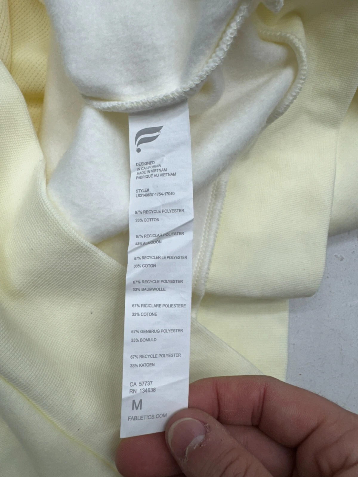 OFF WHITE Felpa con cappuccio pullover sportivo Fabletics avorio Zaylee collo imbuto tunica donna taglia M