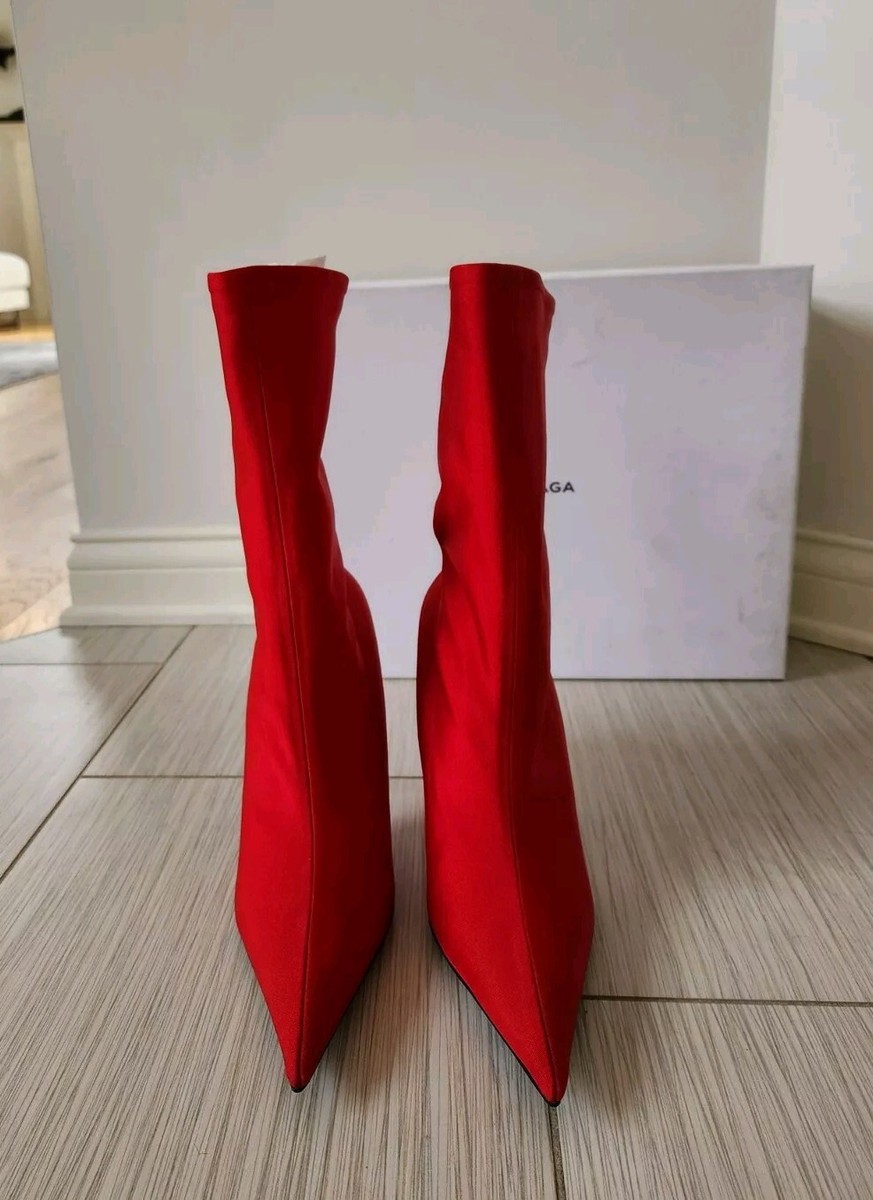 Balenciaga Knife Bootie Rouge Red 80mm Pointed Toe High Heel