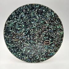 Vintage Paua Shell Plate Decorative Mother of Pearl 6.5 " Koha Made New Zealand