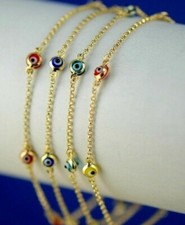 Solid 14k Yellow Gold Evil Eye Bracelet