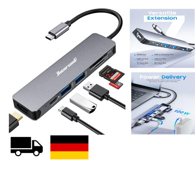 Premium Hiearcool 7-in-1 USB-C Hub für MacBook Pro & kompatibel USB-C Laptops...