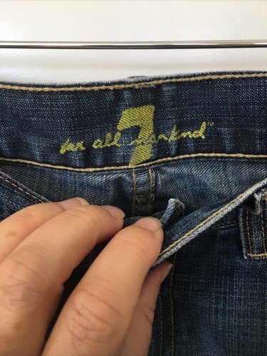 7 For All Mankind Womans Jeans Boot Cut Distressed Knee Patch Size 29/30 - Picture 5 of 12