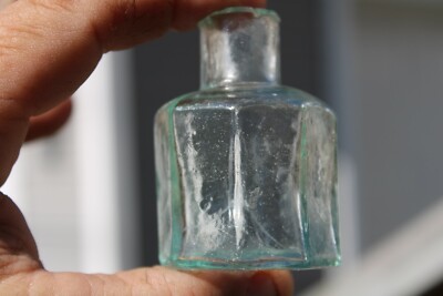 Antique Bright ( MINT BLUE) 8 sided Ink Well,( NOT HAZED, HAMMERED)  Item #A-650