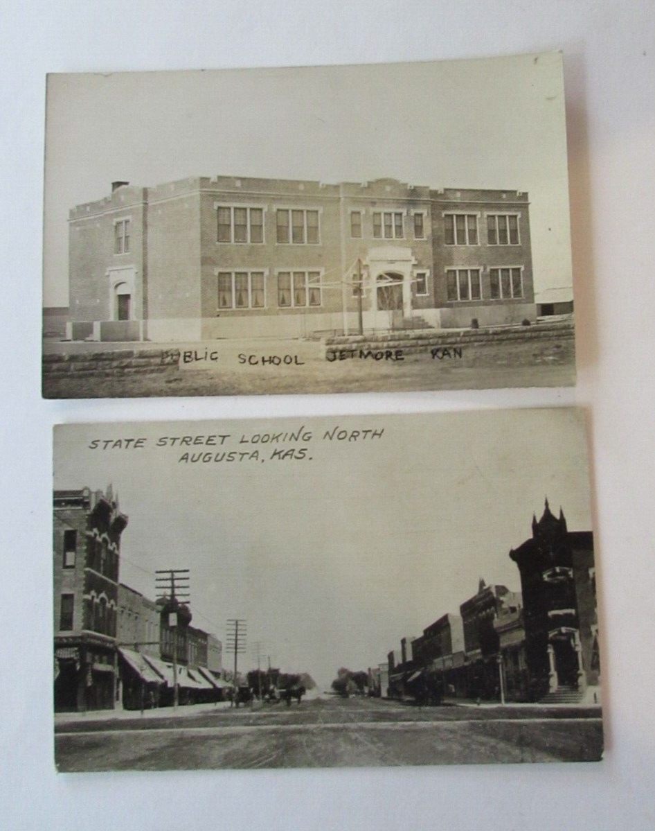 Kansas Postcards Jetmore School Real Photo & Augusta Street Scene eBay