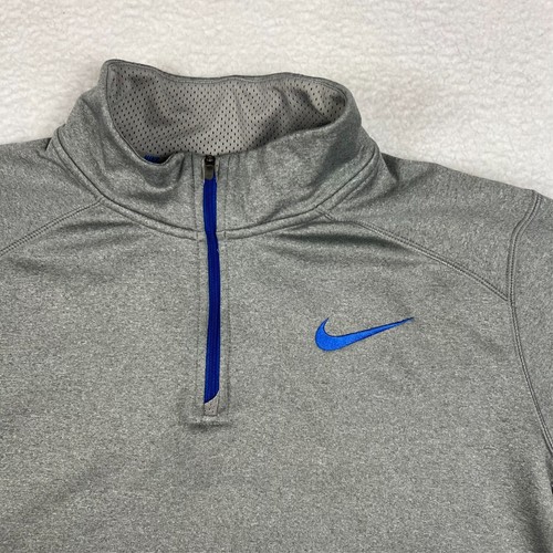 Nike Pullover Mens Large Therma-Fit 1/4 Zip Gray Blue Fleece Athletic Top - Picture 5 of 10