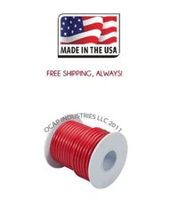 Trailer Light Cable Wiring Harness 14 gauge 100' Red Stranded Wire Roll Made USA