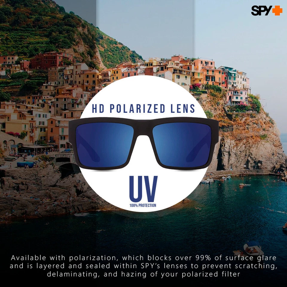 Gafas de sol Spy Optic Cyrus cuadradas suaves negras mate con lente azul bronce feliz Foto 4 de 4