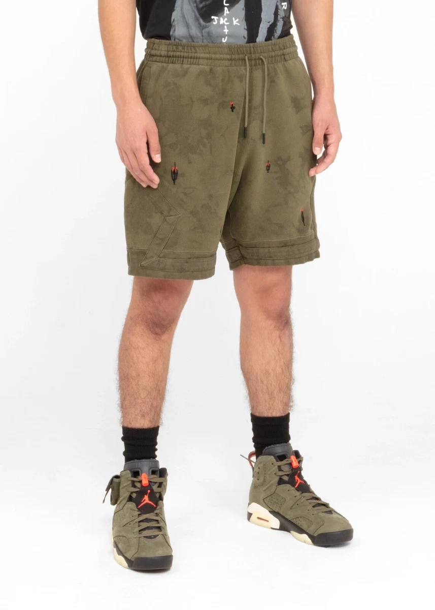 Travis Scott Cactus Jack Jordan Washed Suede Shorts - Olive